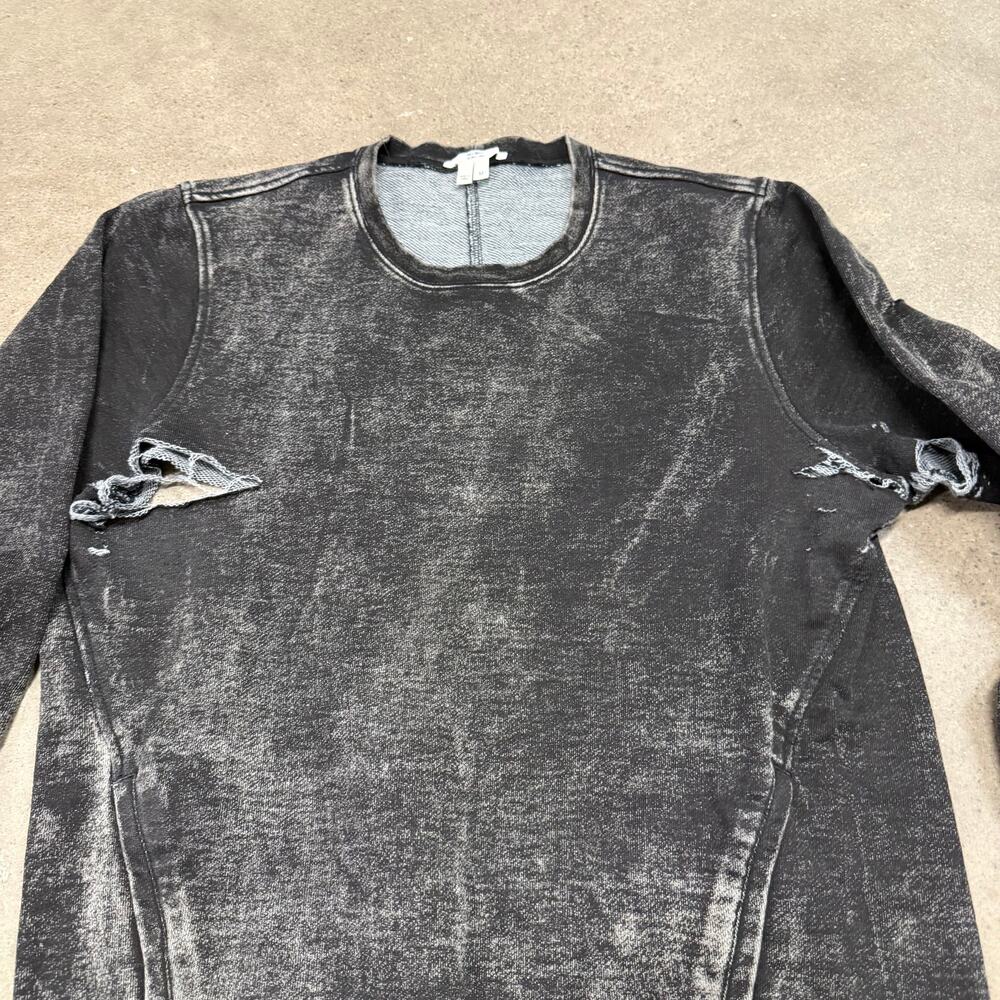Helmut Lang Desginer Acid Wash Distressed Sweatshirt Dress Black Women Medium - Picture 2 of 8